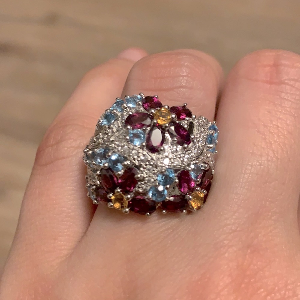 Sterling Silver Colorful Stone Ring